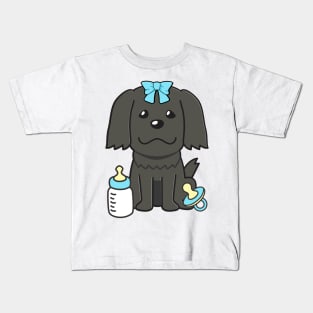 Cute baby sheepdog getting its milk and pacifier Kids T-Shirt